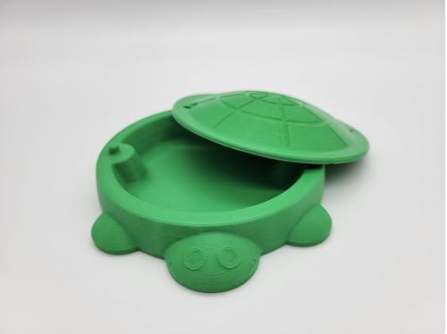 Cute Sandbox Turtle with removable lid | Desk Bin Organizer | Turtle Pet Feeder | Fish tank accessories | Feed Hamsters and Gerbils (Yellow, 3 Inch)