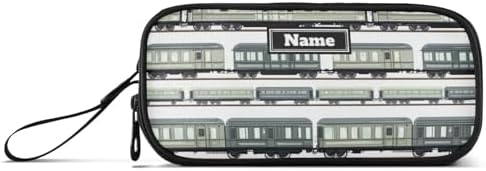 KLL Custom Large Capacity Pencil Holder Case Man Cute Pencil Case Travel with Compartment Train Cars White
