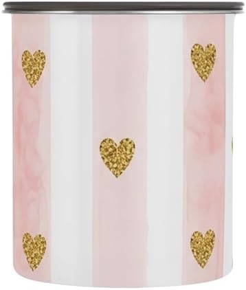 Pink Watercolor Stripes Coffee Canister with Lid Airtight Food Storage Containers 17oz Stainless Steel Canisters Kitchen Food Organizer for Beans, Cereal, Pasta, Flour, Sugar, Snacks