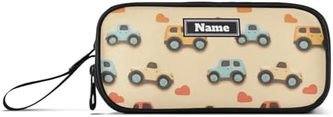 KLL Custom Large Capacity Pencil Organizer Case Teen Girls Pencil Case Zipper Preppy School Supplies with Compartment Rainbow truck Car Terracotta