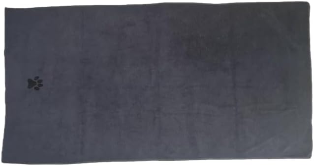 Pet Towel for Dogs and Cats, Gray, Quick-Drying Water-Absorbent Microfiber, 38x19 Inch with Paw Print Design