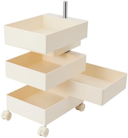 Storage Cabinet 360° Rotating Sofa Side Cabinet (White)