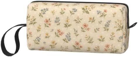 Small Floral Small Makeup Bag for Women, 600D Oxford Travel Pouch | Small Floral Cosmetic Pouch with Double-Sided Print and Foam Padding for Women, Travel, Gym, Weekend Trips and Daily