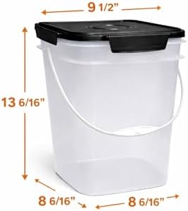 House Naturals 4 Gallon Square Food Grade Plastic Bucket with Lid, (Pack of 2) BPA Free (Clear)