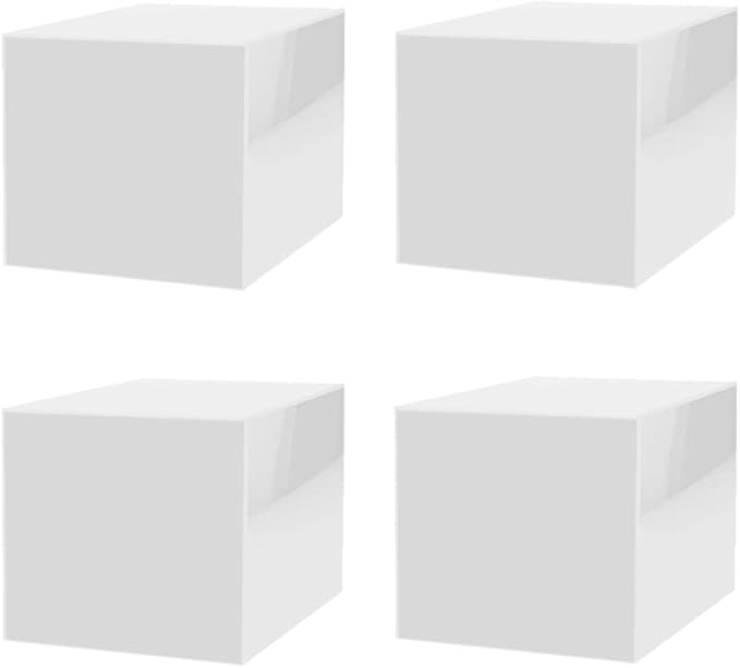 Marketing Holders 4 Pack 9 Inch White Acrylic Display Box Counter Retail Merchandise Storage Bin with Open Bottom No Lid Flippable Cubby for Tradeshows and Expos