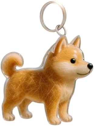 Pet Hair Keepsake Keychain Memorial Charm with Transparent Bottle for Collecting Dog or Cat Fur Portable Pet Hair Storage Capsule for Pet Lovers（Shiba Inu）