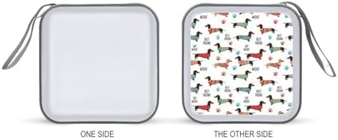 40-Disc CD/DVD Organizer Wallet Cute Dachshund, Heavy-Duty Hard Plastic Binder, Portable Storage Case with Carry Strap for Car