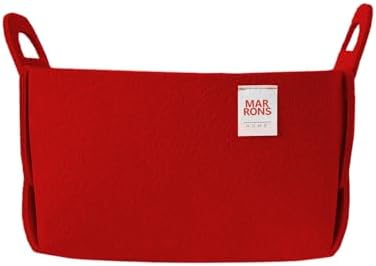Collapsible Felt RED Storage Bin Small 7.1"x5.1"x5.1" – Foldable Basket with Handles for Closet, Storage, Laundry Room Organization, Decorative Storage Baskets for Shelves, Nursery Storage