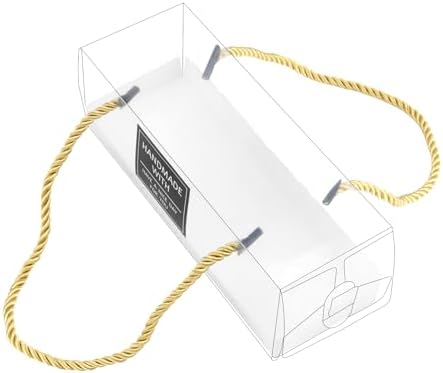40 Pack Clear Cake Boxes with Gold Rope Handle, 7.3 x 2.5 x 2.5 Inch Chocolate Covered Strawberry Packaging, Bakery Gift Boxes for Wedding Dessert Table Party Treats