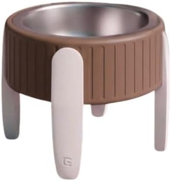 Pet Station Elevated Dog Bowl Stand for 6.8 in. Bowls - 3D Printed Dog Feeder - Adjustable Height Legs and Magnetic Fridge Mount Feeding Station - Made in USA (Brown, Bowl + Large Legs)