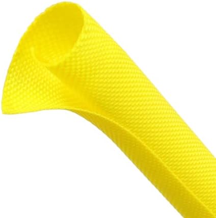 Automotive Wire Loom Tubing, Split Braided Cord Protectors from Pets No Chew, Flexible Cable Sleeve Cable Management for TV/Computer/Electric Wires (Yellow, 1/2"-10ft)