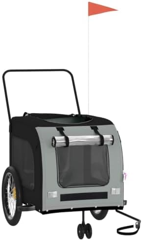 Pet Bike Trailer for Small Dogs, Foldable Bicycle Cargo Trailer with Quick-Release Wheels and Safety Flag, Orange and Gray