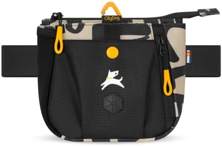 OllyDog Backcountry Day Bag | Dog Training Treat Pouch | Eco-Friendly Recycled Fabric Fanny Pack with Zipper Closure, Built-in Poop Bag Dispenser & Adjustable Waist Belt (Ciao)
