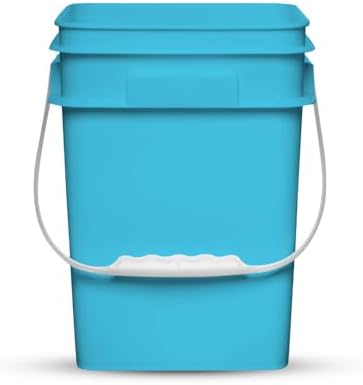 House Naturals 4 Gallon Square Food Grade Plastic Bucket with Lid, Made in USA (Pack of 2) BPA Free (Aqua)