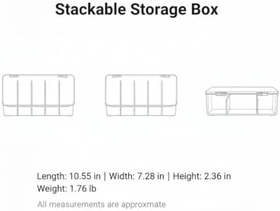 Clear Stackable Storage Box with Dividers, Flip-Top Organizer for Desk, Drawer, and Shelf - Transparent PET Plastic Bin (1 Pack)