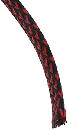 Heyiarbeit 10m/32.8ft PET Expandable Braided Sleeving 3/8-inch Width Flexible Wire Mesh Sleeve for USB Cable Power Cord Audio Video Cable - Protect Cat from Chewing Cords - Black Red