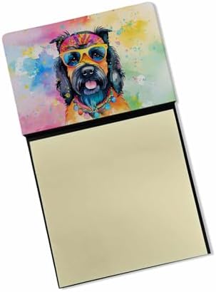 Caroline's Treasures Scottish Terrier Hippie Dawg Sticky Note Holder Refillable Dispenser Self-Sticky Note Pads, Memo Pads Blank Desk Accessories