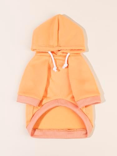 QWINEE Basic Dog Hoodie Sweatshirt Puppy Sweater Warm Cat Costumes Pet Clothes for Chihuahua Puppy Kitten Small Medium Dogs Orange X-Small