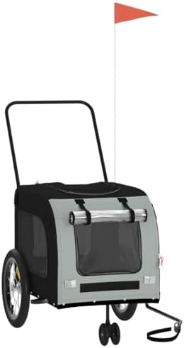 Pet Bike Trailer for Small Dogs, Foldable Bicycle Cargo Trailer with Suspension, Weather-Resistant Oxford Fabric and Iron Frame, Orange and Gray