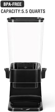Cereal Dispenser Countertop 2pcs,5.5L Cereal Containers Storage Dispenser for Pantry,Dry Food Storage Rice Containers,Candy Dispenser,Snack Organizer Machine for Grains, Nuts,Oatmeal, Pet Food Black