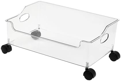 Yosoo Portable Rolling Book Box Book Organizer with Wheels Rolling Storage Cart for Students Homework Classroom Organization with Built in Wheels High Strength PET Material