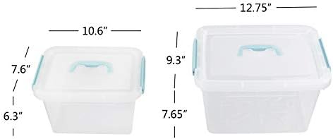 Gloreen 12 Quart & 6 Quart Clear Storage Bins with Lid, Multipurpose