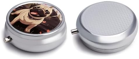 Round Cute Pet Pill Organizer Pill Box 3 Compartment Portable Travel Medicine Case Daily Mini Compact Medicine Container Storage Vitamin Supplement Dispenser