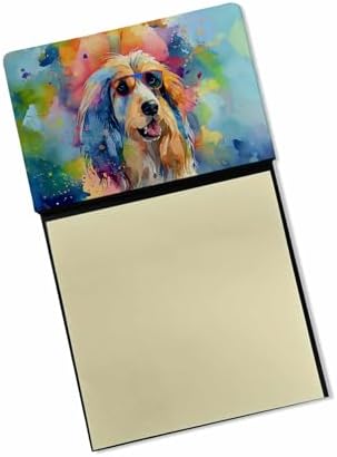 Caroline's Treasures Afghan Hound Hippie Dawg Sticky Note Holder Refillable Dispenser Self-Sticky Note Pads, Memo Pads Blank Desk Accessories