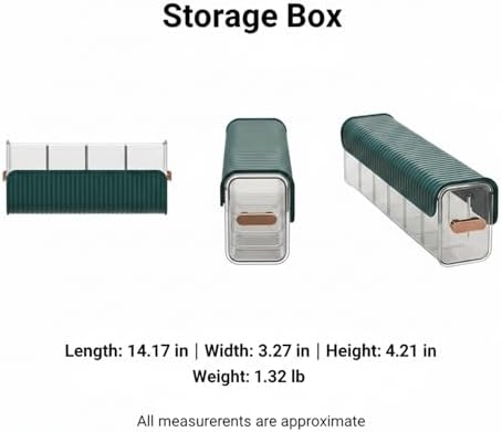Clear PET Plastic Storage Box with Dividers, Stackable Organizer for Socks & Underwear, Drawer Bin (1 Pack)