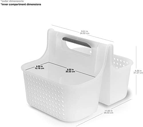 madesmart Large Soft Grip Tote, Under Sink Bathroom Storage, Multi-Purpose Home Organization, EPA Certified, Premium Antimicrobial White (Pack of 2)