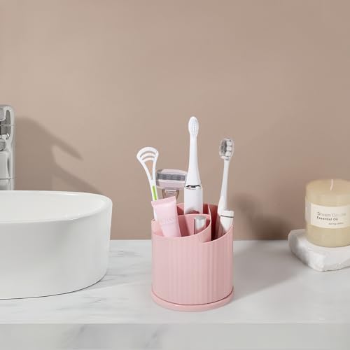 Anyoifax 360 Rotating Makeup Brush Holder Make Up Brushes Organizer, Pink