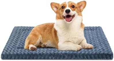 Dog Bed Mat Washable Reversible Dog Crate Pad Soft Fluffy Pet Kennel Beds with Anti-Slip Bottom Dog Cat Sleeping Mattress for Small Medium Dogs, 29x18x1.5 Inch, Gray