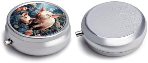 Pattern Pets Pill Box 3 Compartment Waterproof Pill Case with Mirror Portable for Purse Pocket Daily Medicine Vitamin Organizer Travel Med Container Holder for Fish Oil Supplements