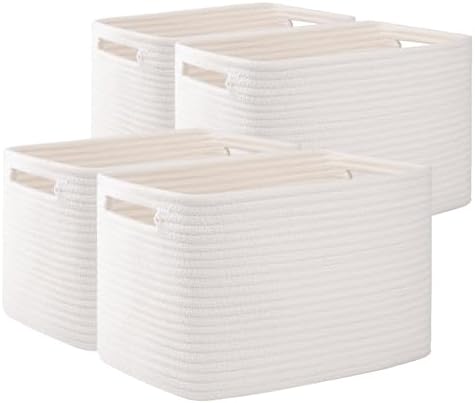 OIAHOMY 4 Pack Storage Baskets for Organizing 24L Cube Storage Bins White