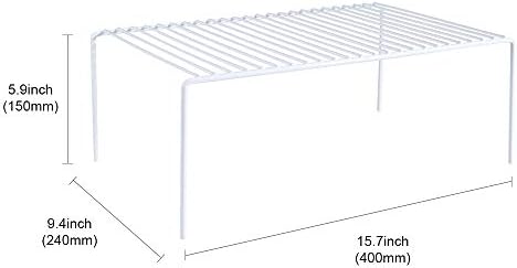 Redrubbit Large (15.7 x 9. 4 Inch) Cabinet Storage Shelf Rack, Rustproof Kitchen Counter and Cabinet Shelf, Storage Rack Organizer for Kitchen, Fridge, Cabinet, Bathroom, Set of 2