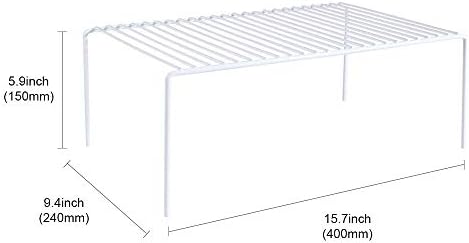 Redrubbit Large (15.7 x 9.4 Inch) Cabinet Storage Shelf Rack, Set of 6, Rustproof, Minimalist, White, Metal Steel, 6 Shelves, Kitchen, Bathroom, Bedroom, Freestanding, No Assembly Required