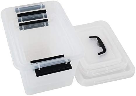 Farmoon 3 Packs Clear Lidded Storage Bin, Storage Container Box with Handle