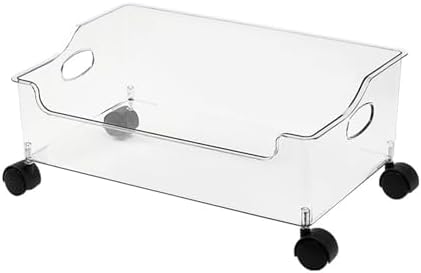 Yosoo Portable Rolling Book Box Book Organizer with Wheels Rolling Storage Cart for Students Homework Classroom Organization with Built in Wheels High Strength PET Material
