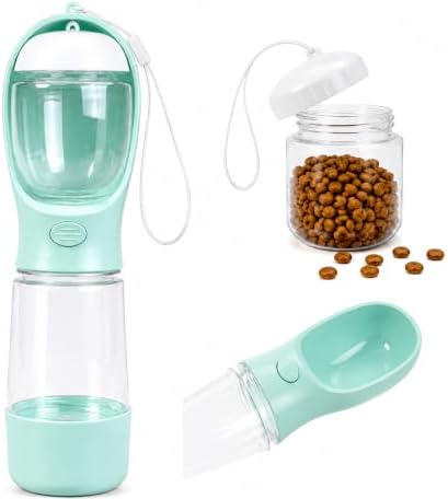 Portable Pet Water Bottle with Food Compartment & Poop Bag Dispenser