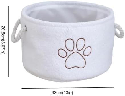 Storage Bin for Dog Toys,Plush Collapsible Dog Toy Bin Box with Handles,Large Pet Supplies Storage Basket Organizer for Toys,Blankets,Leashes,Clothing（Round,Coffee）