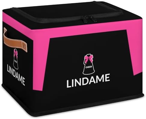 Custom Storage Basket with Zipper Lid, Cheer Cheerleader Foldable Fabric Storage Boxes Decorative Closet Shelves Clothes Organizer Container Cubes with Handle 1PCS