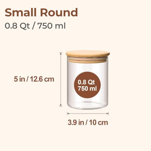 ComSaf Glass Storage Containers with Lids 0.8 Qt, 6 Pack Small Glass Jars | Small Glass Canisters, Spice Jar, Cookie, Snack Station Organization, Coffee Bar Organization, Size For Subpackage, BPA Free