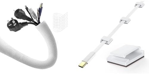 AGPTEK Cable Sleeve Cover and 100pcs Self Adhesive Cable Clips