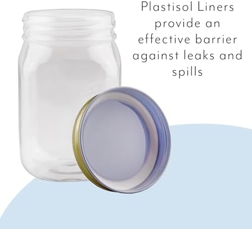 Cornucopia Brands 16oz Clear Plastic Mason Jars (8-Pack, Gold Metal Lids); PET BPA-Free Mason Style w/One Piece Lids, 2-Cup/Pint Capacity