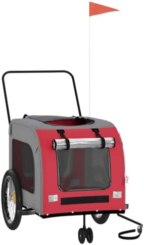Pet Bike Trailer for Small Dogs, Foldable Bicycle Cargo Trailer with Quick-Release Wheels and Safety Flag, Orange and Gray