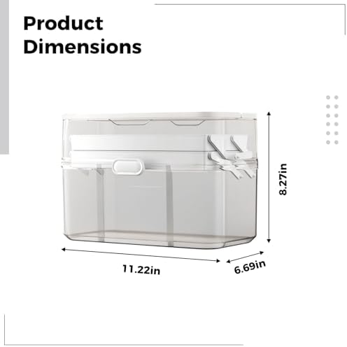 Medicine Storage Box, Large Capacity Portable Organizer with Handle, Three Layer Medicine Box Organizer for Cabinet, Foldable Medicine Organizer for Home and Travel
