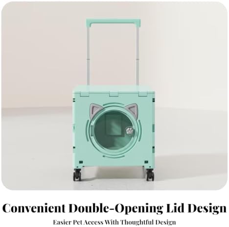 Rotating Wheelbase Vented Panels Telescopic Handle Foldable Pet Carrier Trolley, Array, Khaki