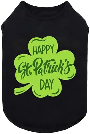 Fitwarm Happy St Patricks Day Dog Clothes, Summer Dog Clothes for Small Dogs Boy Girl, Funny Dog Tshirt, Lightweight Breathable Cotton, Pet Cat Outfit, Black, Green, XXL
