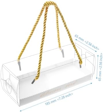 40 Pack Clear Cake Boxes with Gold Rope Handle, 7.3 x 2.5 x 2.5 Inch Chocolate Covered Strawberry Packaging, Bakery Gift Boxes for Wedding Dessert Table Party Treats