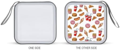 CD DVD Case Holder Hamburgers Pizza Disc Wallet Storage Case 40 Capacity | DVD Organizer, Hamburgers French Fries Pizza Fast Food, Hand Strap Zipper Closure, Home Car Office Accessories